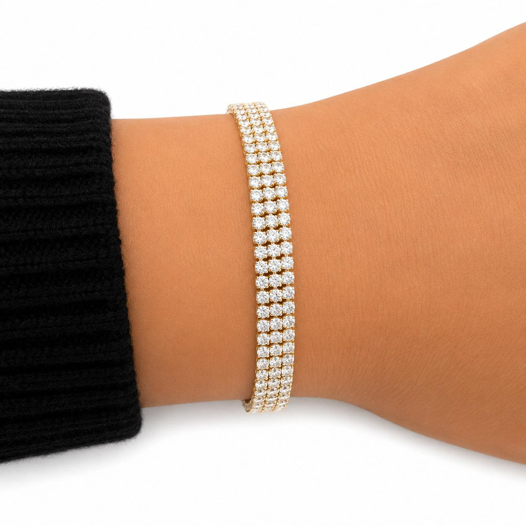 Pulsera Triple Tennis Radiance con Baño de Oro 18K.