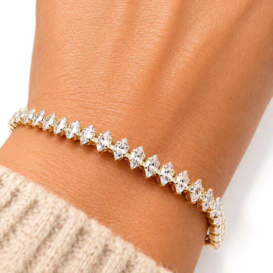 Pulsera Tennis Hexa Shine con Baño de Oro 18K.
