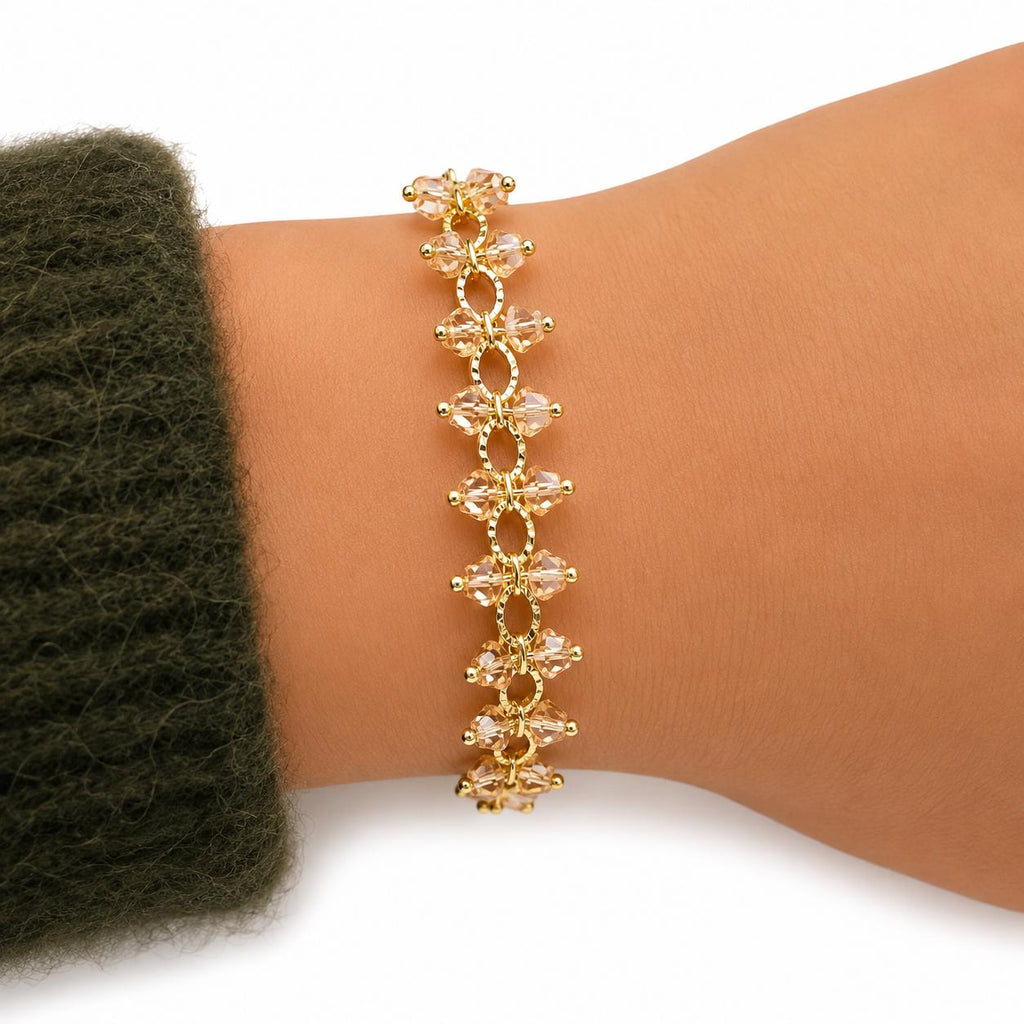 Pulsera Champagne Bloom con Baño de Oro 18K.