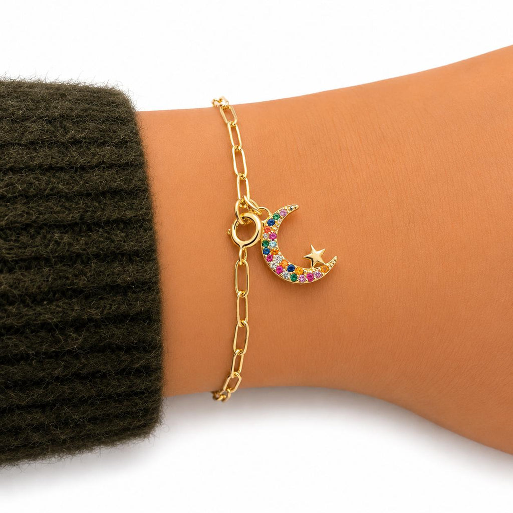 Pulsera Celestial Moon con Baño de Oro 18K.