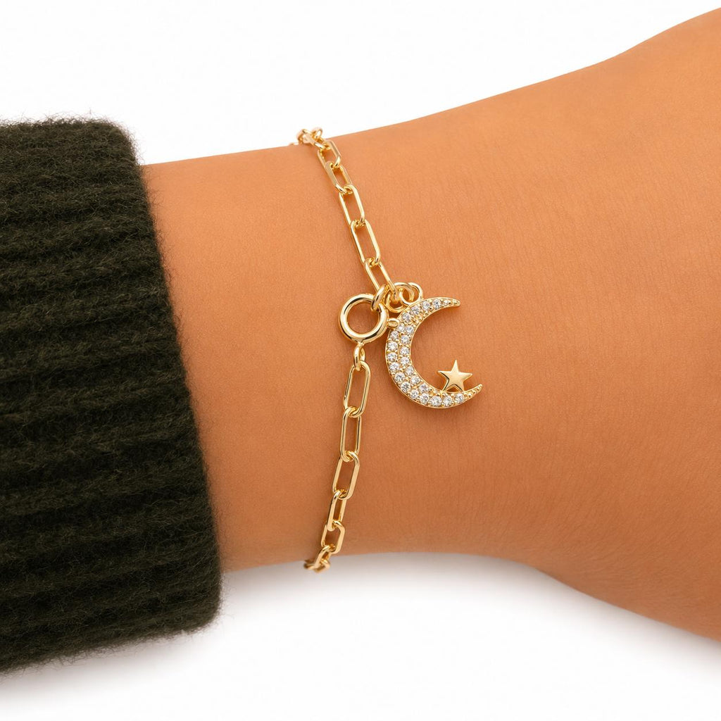 Pulsera Celestial Moon con Baño de Oro 18K.