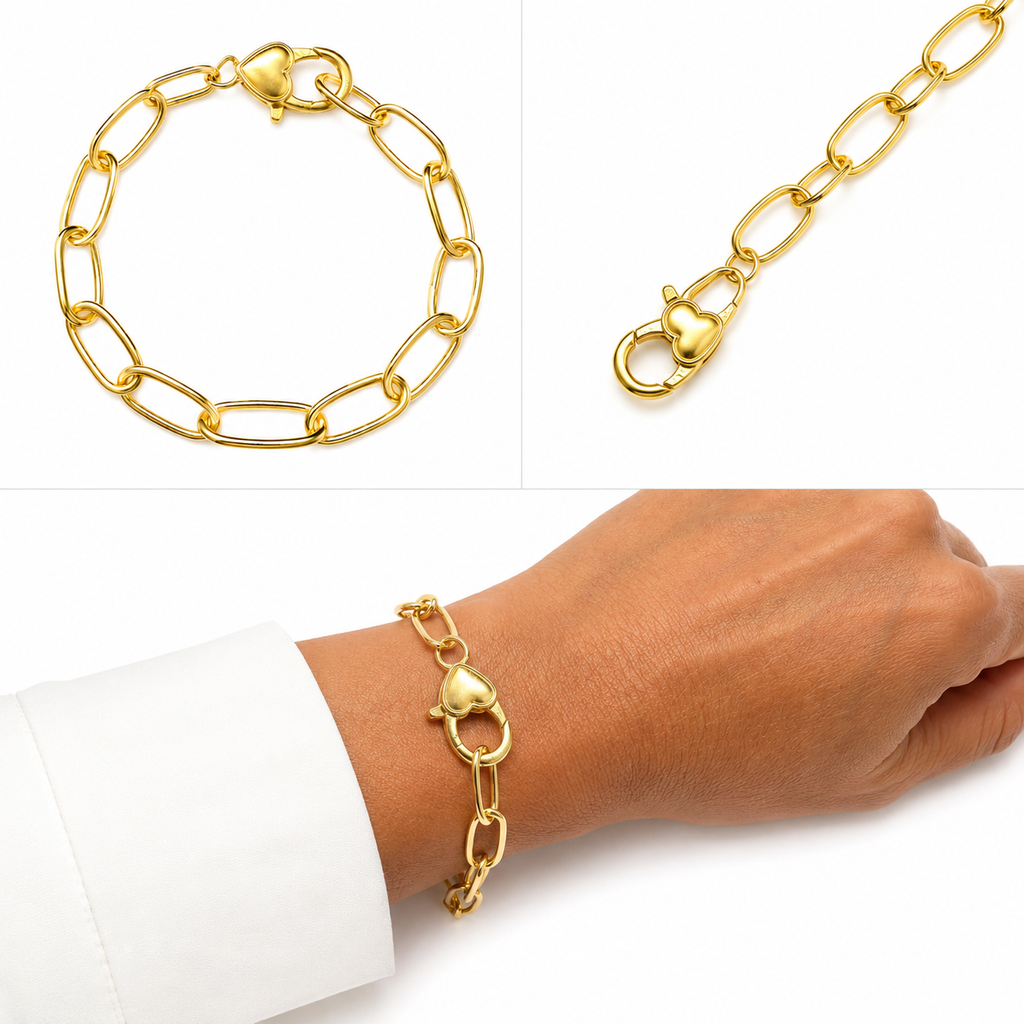Pulsera Eslabones  con Baño de Oro 18K
