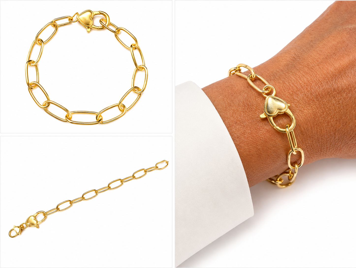 Pulsera Eslabones  con Baño de Oro 18K