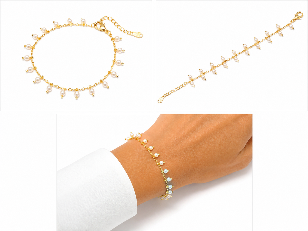 Pulsera Perlas Chic con Baño de Oro 18K