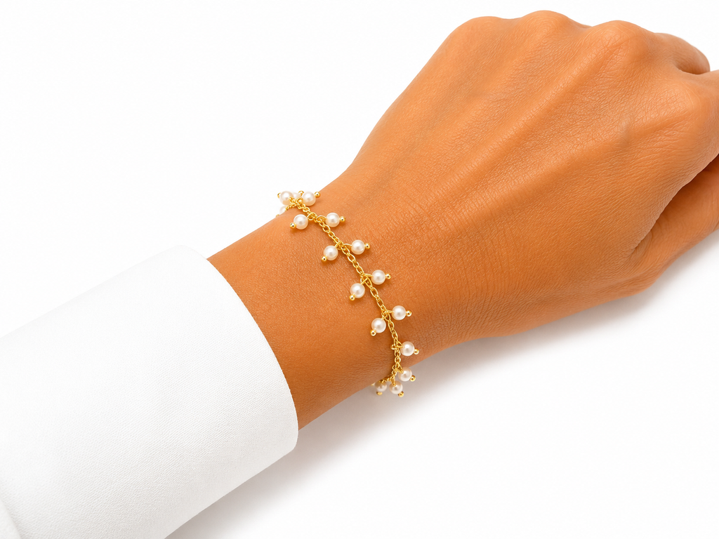 Pulsera Perlas Chic con Baño de Oro 18K