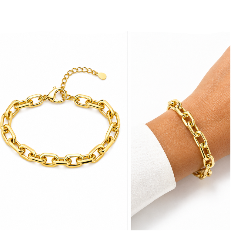 Pulsera Sculptural Gold con Baño de Oro 18K.