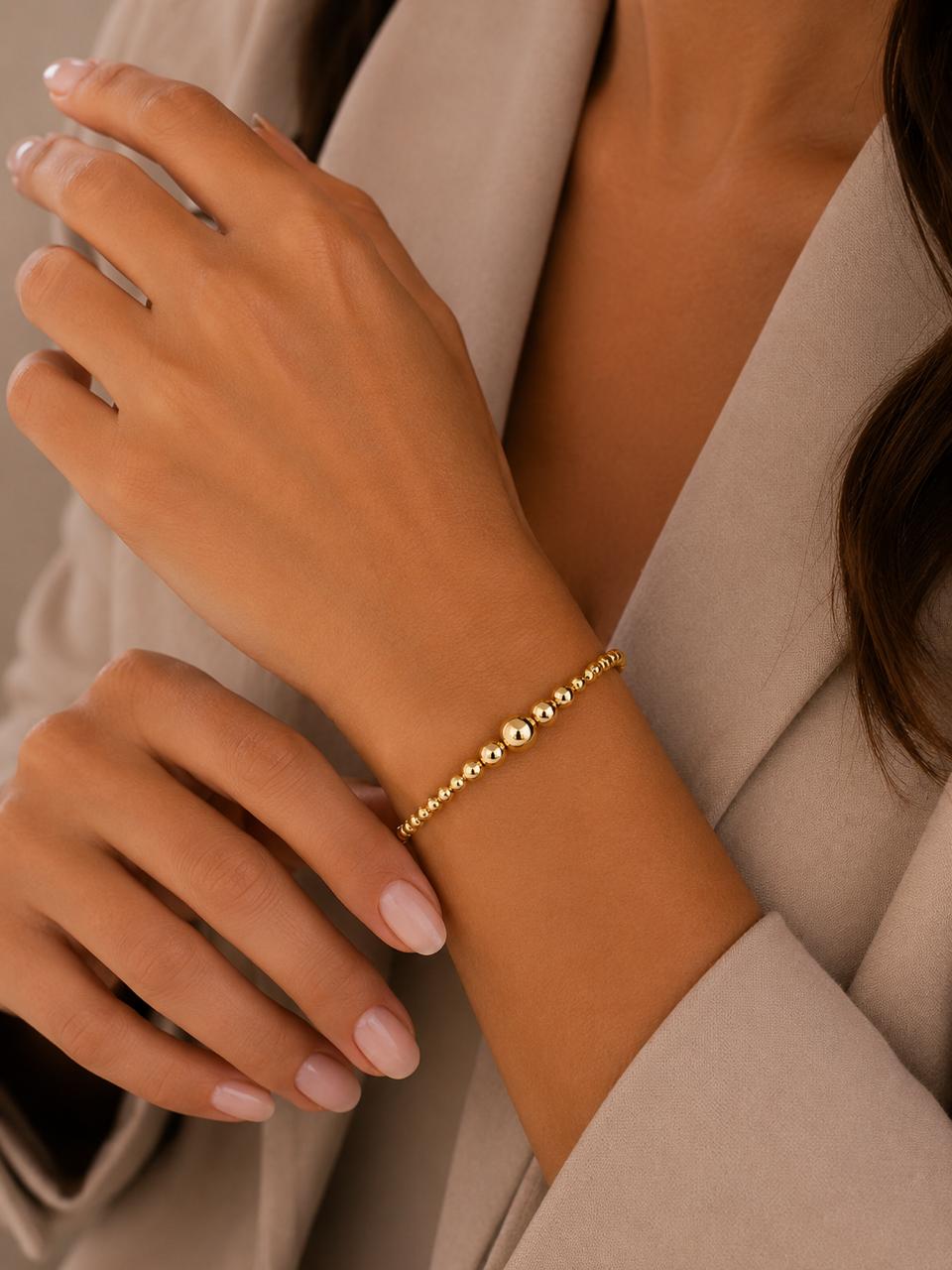 Pulsera Adaptable Bola Fosca Dorado con Baño de Oro 18K