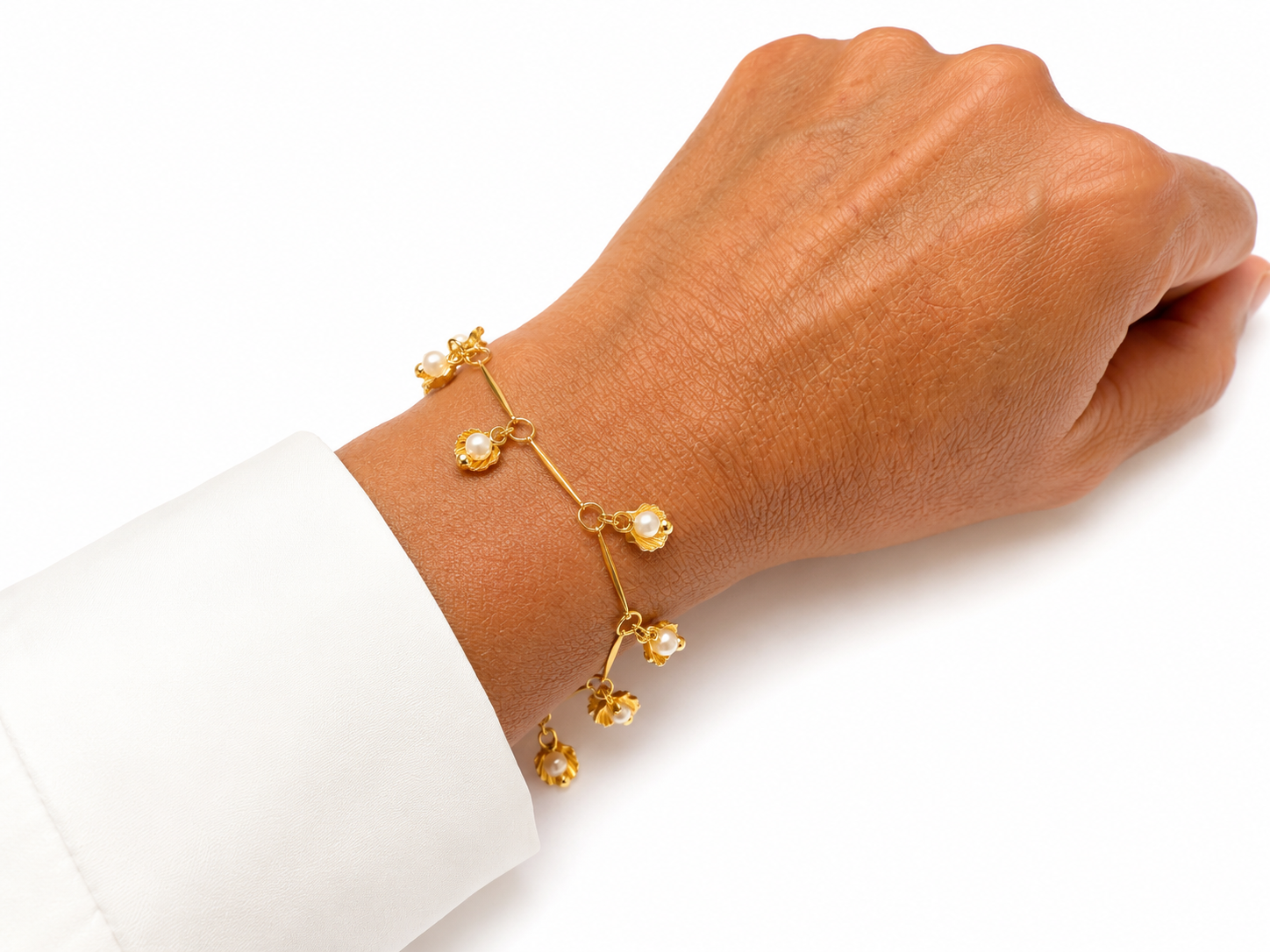 Pulsera Perla Mar con Baño de Oro 18K