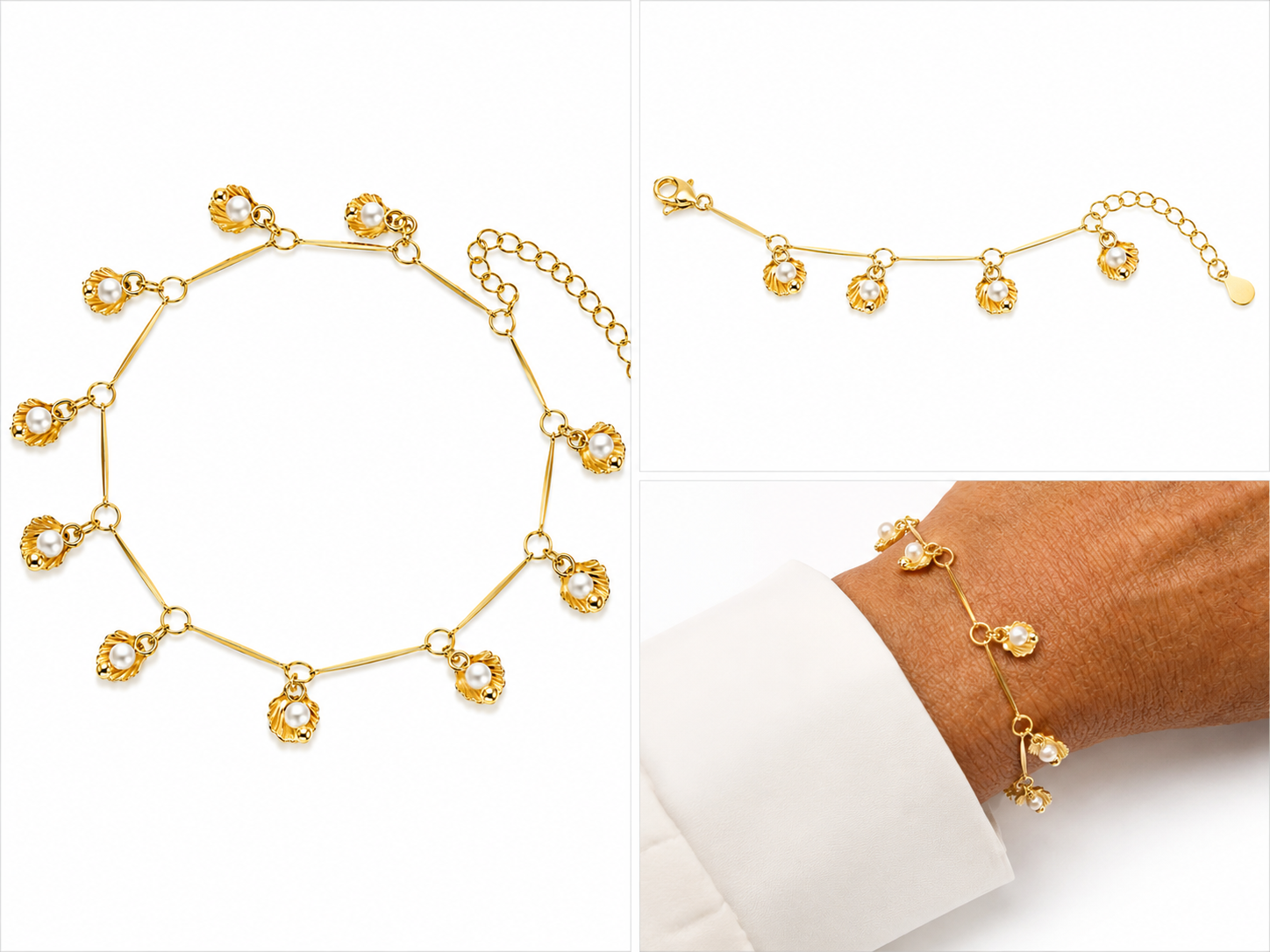 Pulsera Perla Mar con Baño de Oro 18K