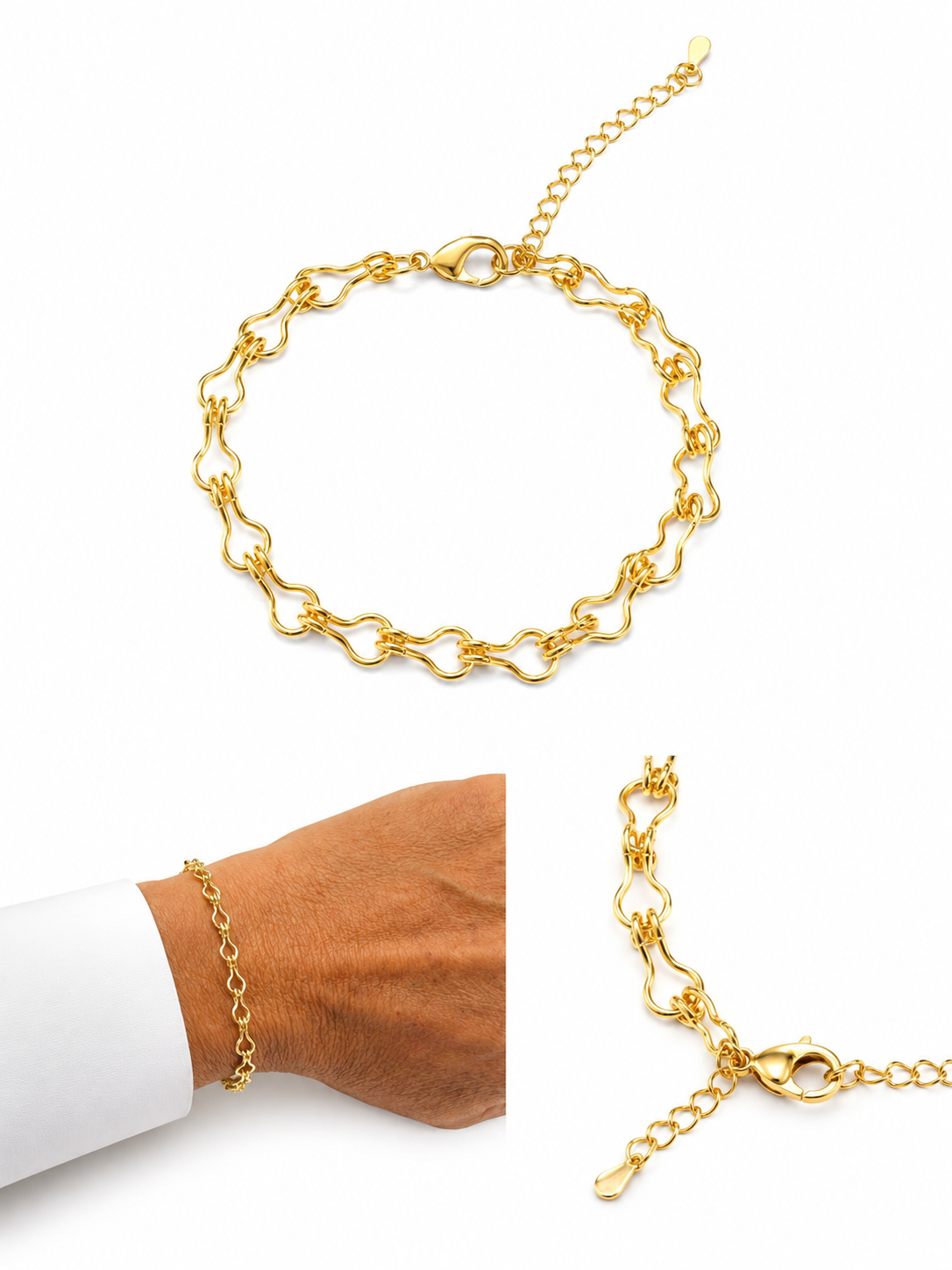 Pulsera Espiga con Baño de Oro 18K
